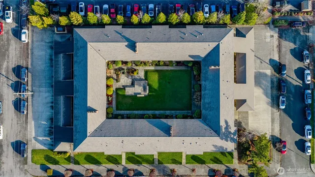 an aerial view of a house