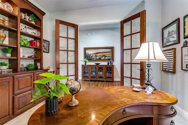 a room with furniture and a potted plant