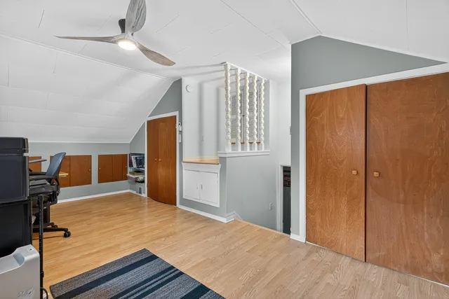 a view of a bedroom with closet area