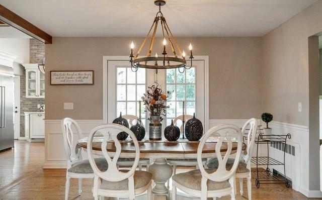 453 West Saddle River Road Upper Saddle River, NJ 07458 - Photo 4 of 28 a view of a dining room with furniture wooden floor and chandelier