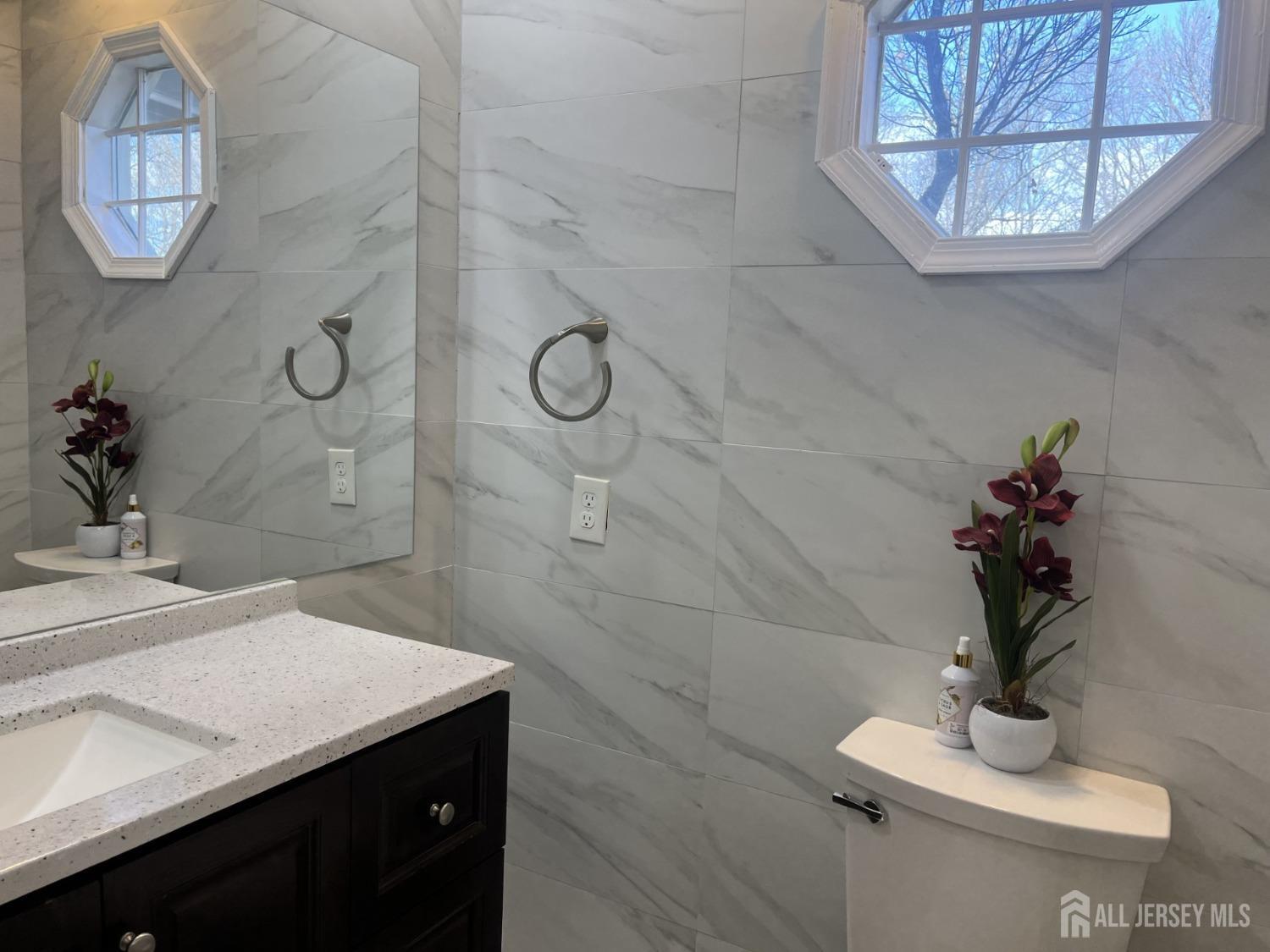 1505 Timber Oaks Road Edison, NJ 08820 - Photo 22 of 27 a bathroom with a sink a mirror and a shower