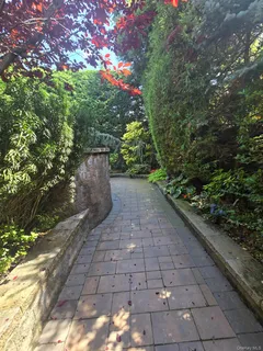 a view of a pathway both side of yard