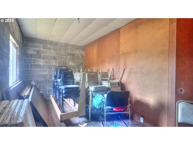 a open area with a bench