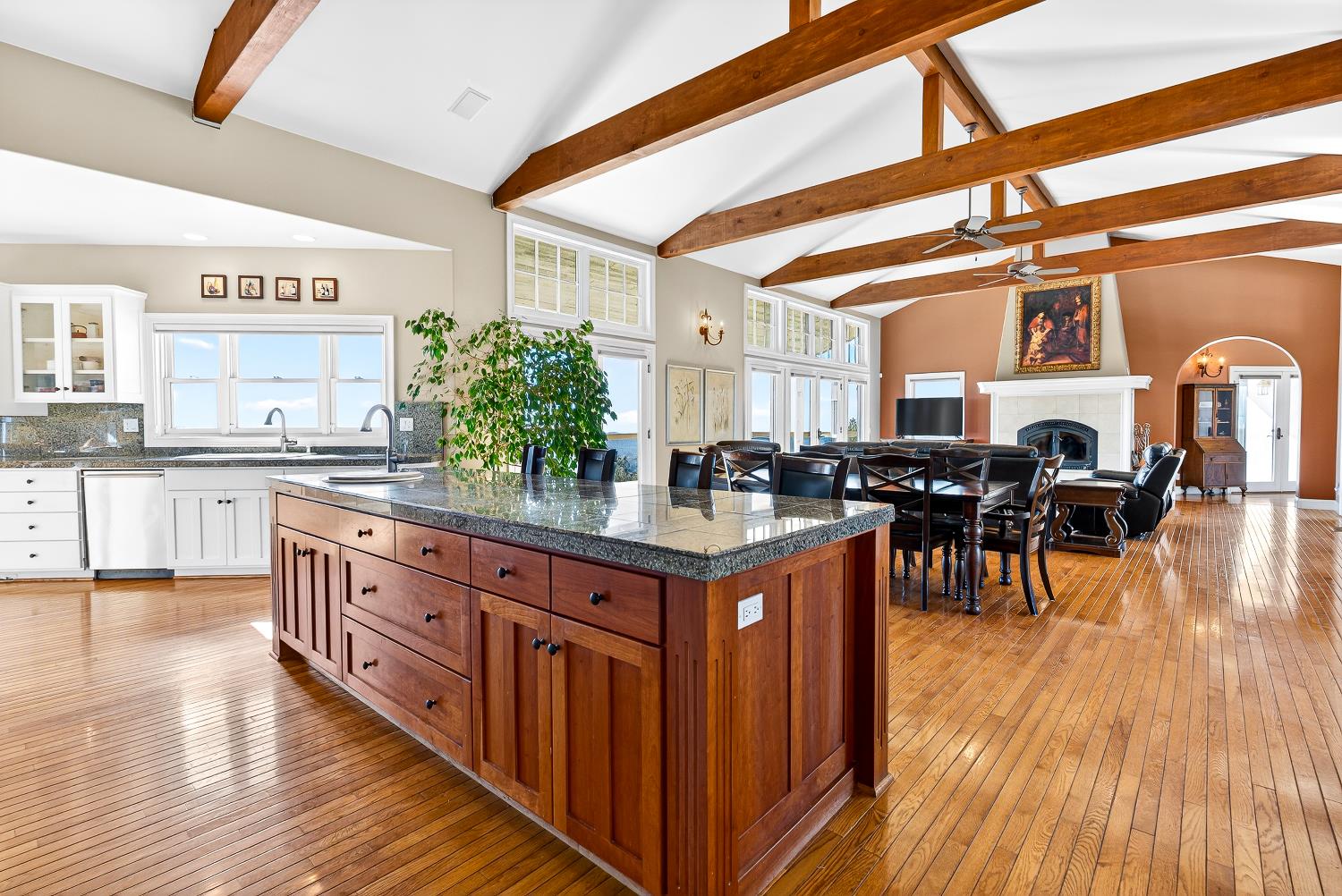 19165 Leopard Court Grass Valley, CA 95949 - Photo 13 of 74 Open Kitchen, Dining, and Living Combo with Access to the deck and the outside with pool and spa