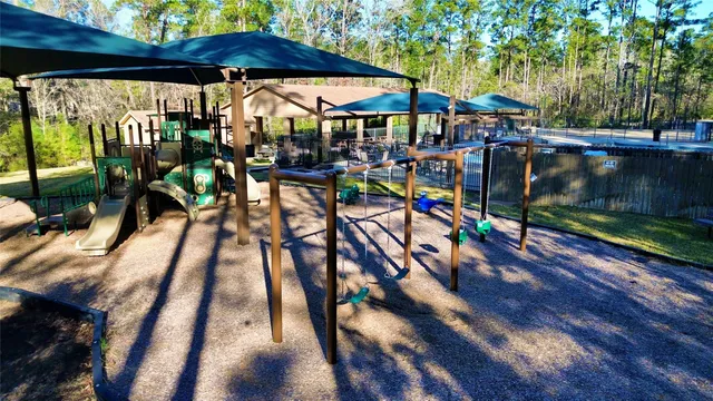 an outdoor space with seating