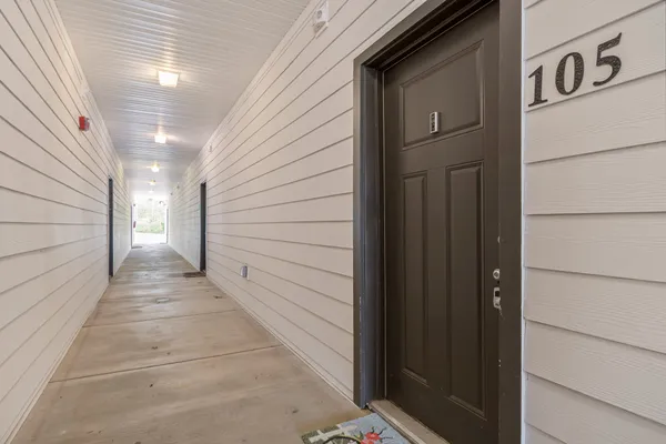a view of wooden door