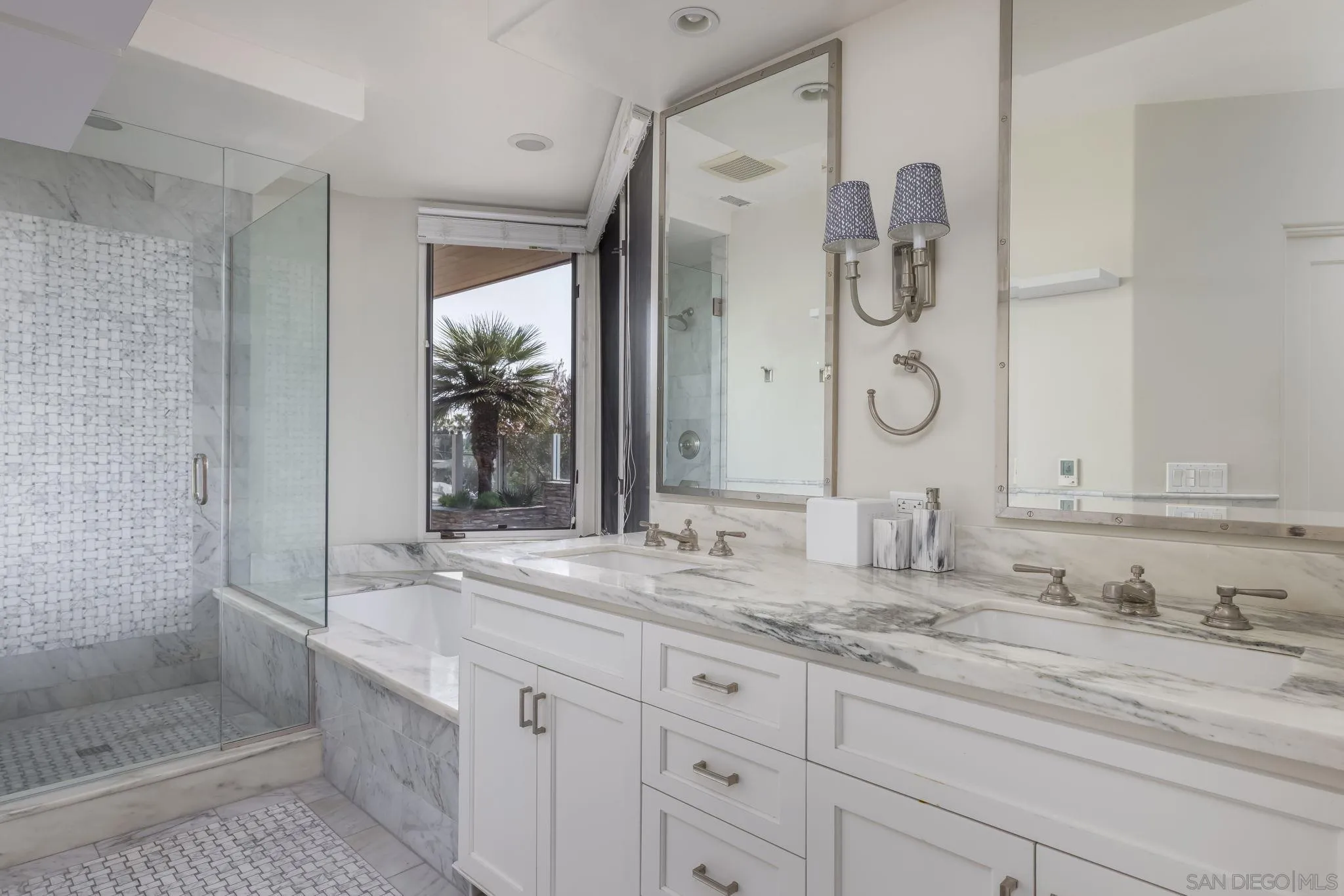 1722 Seaview Avenue Del Mar, CA 92014 - Photo 15 of 31 a bathroom with a granite countertop sink mirror and double