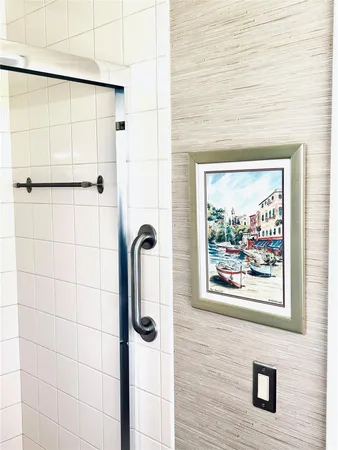 a bathroom with a shower