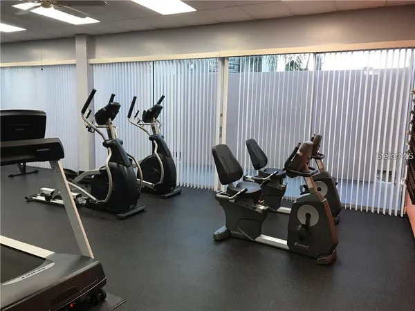 a room with gym equipment