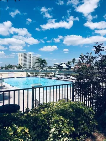 a view of a lake with a city