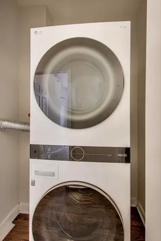 a utility room with a washer and dryer