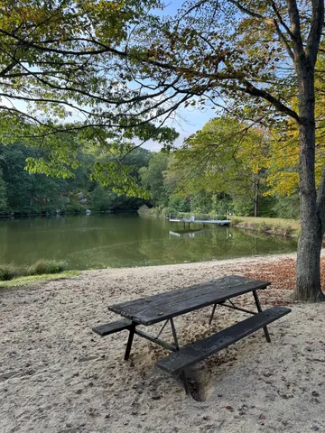 a view of a lake with outdoor space