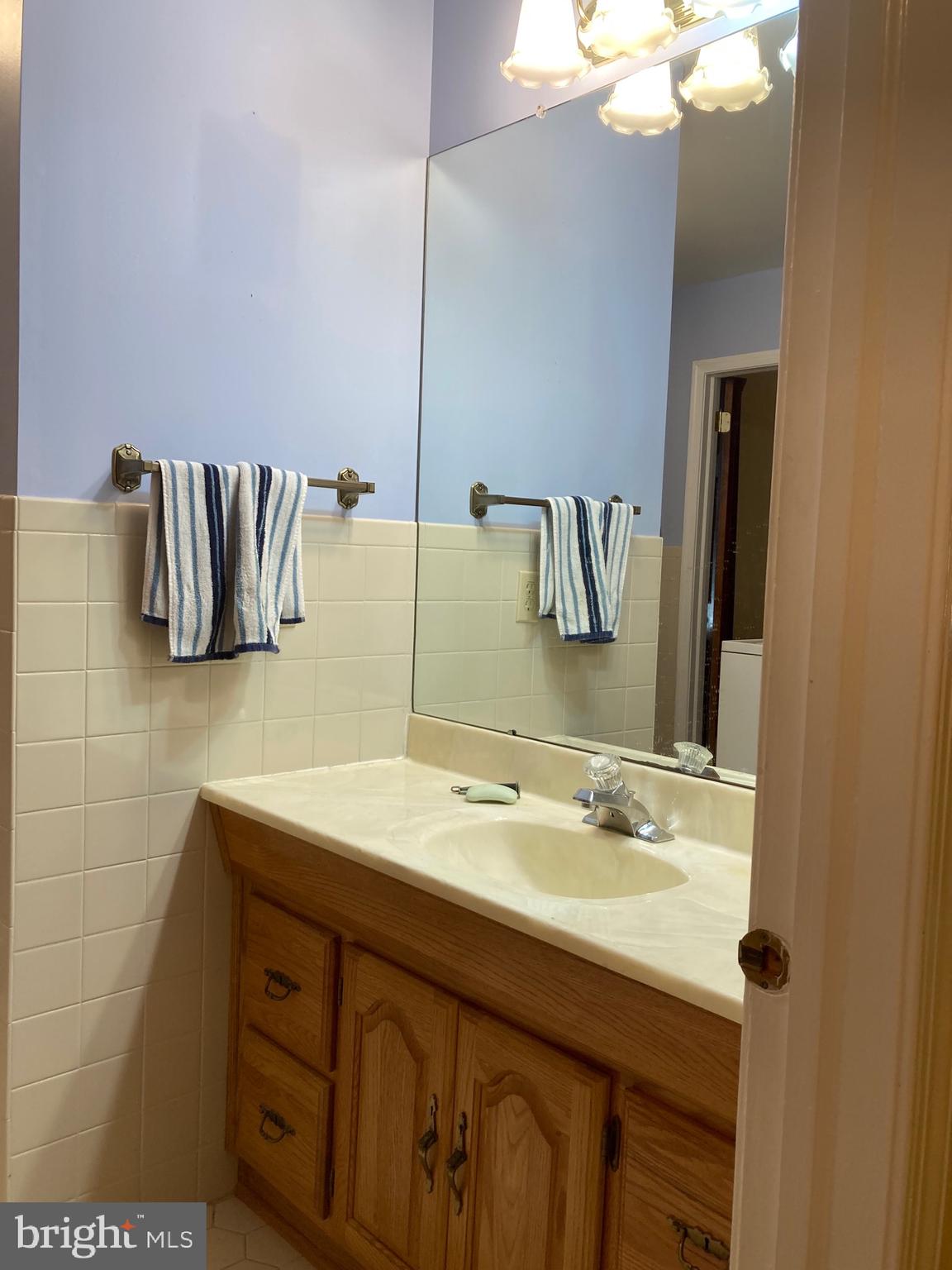 421 Lakeview Terrace Pemberton, NJ 08068 - Photo 10 of 23 a bathroom with a sink vanity and a mirror