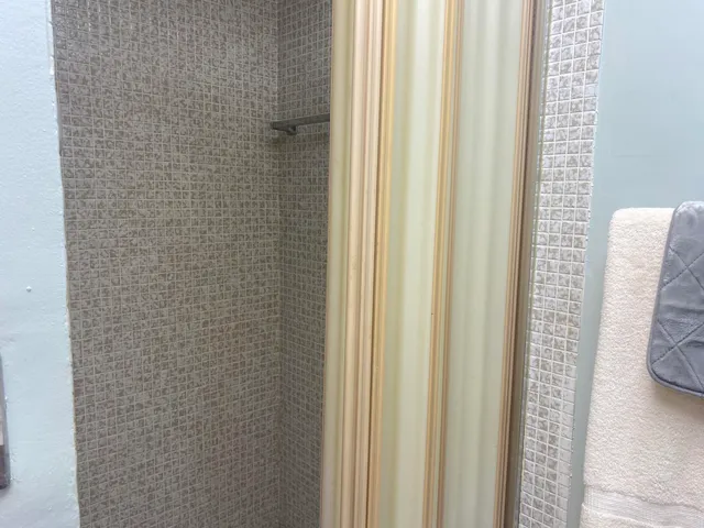 a bathroom with a shower