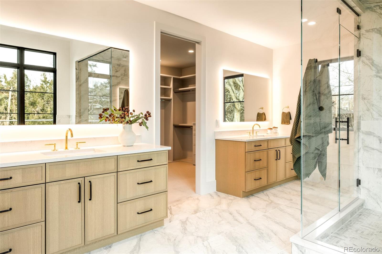404 Kearney Street Denver, CO 80220 - Photo 25 of 44 a bathroom with a granite countertop sink mirror and