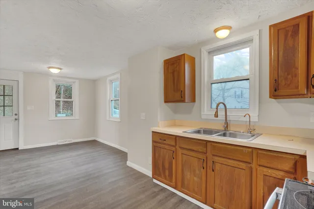 an empty room with windows