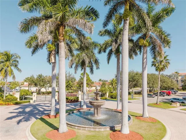 a view of a park with swings and slides