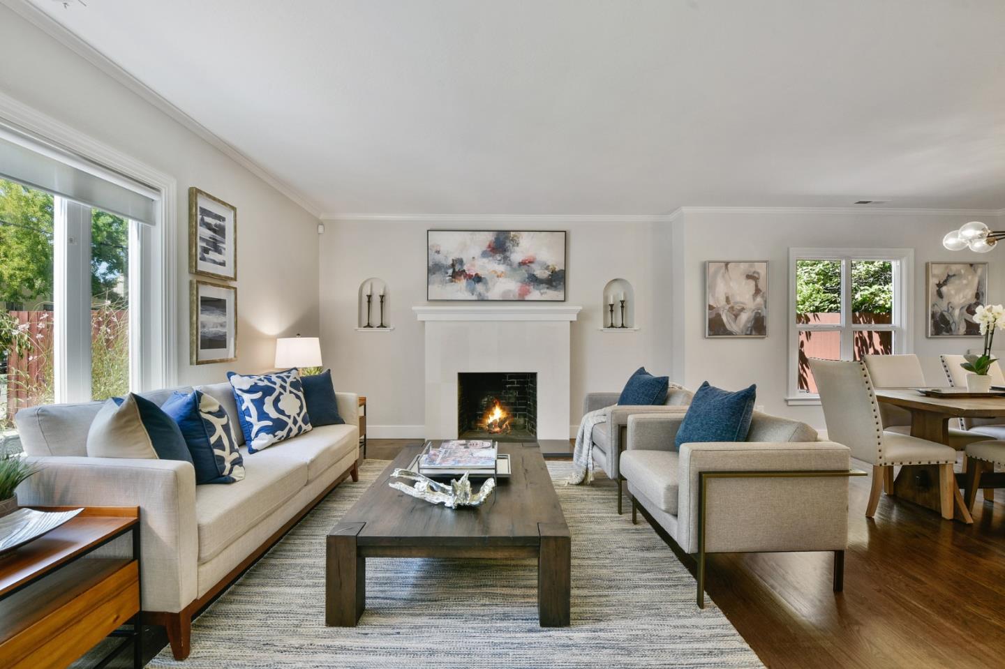 232 Bancroft Road Burlingame, CA 94010 - Photo 16 of 69 a living room with furniture and a fireplace