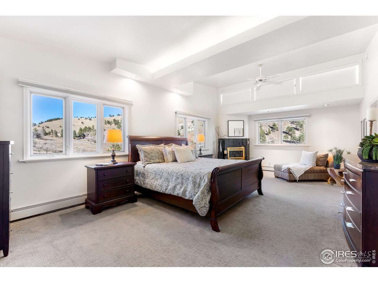 5339 Olde Stage Road Boulder, CO 80302 - Photo 26 of 40 Oversized master with cloud lighting, gas fireplace, on-suite luxury 5 piece bath