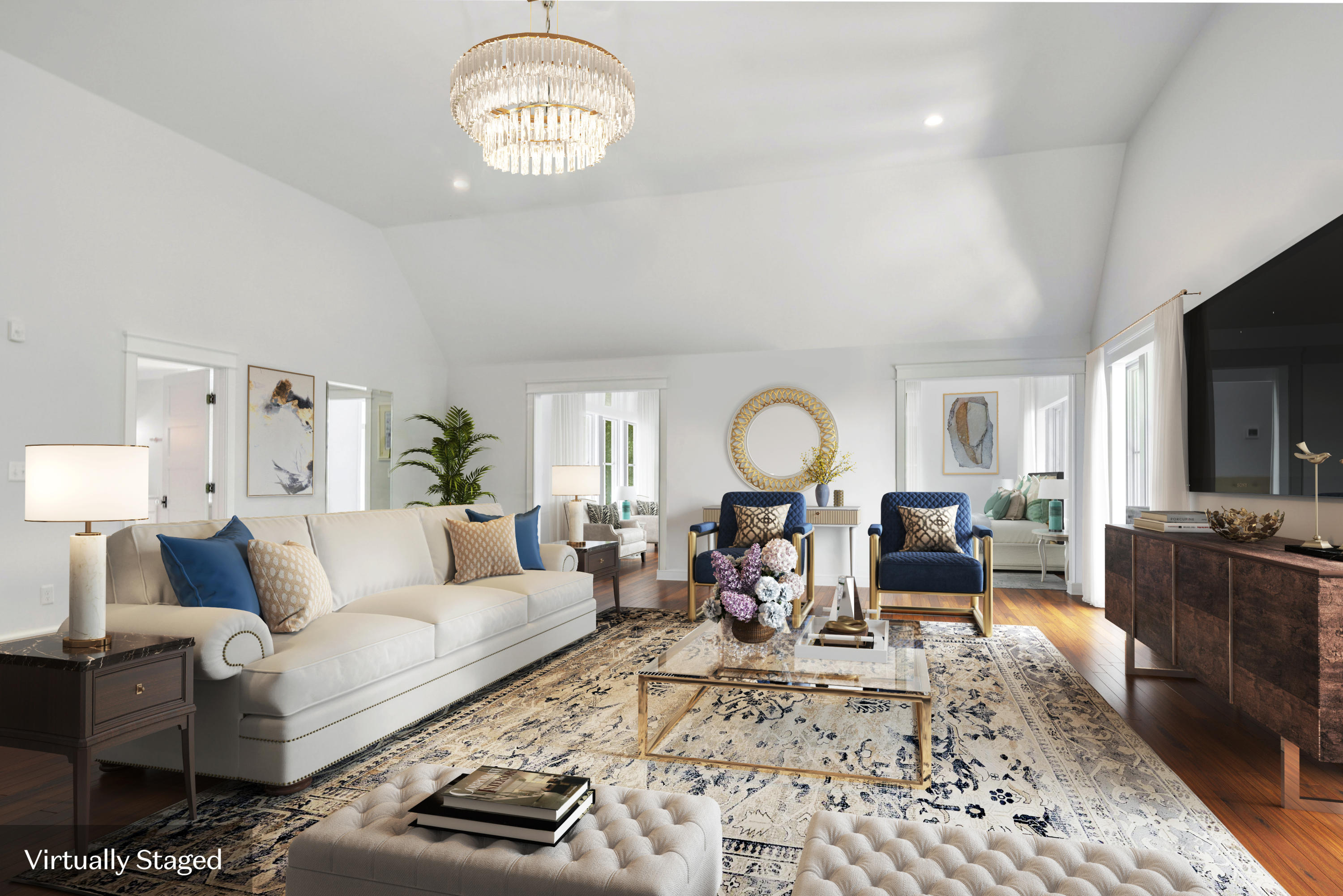 2271 Boston Post Road Darien, CT 06820 - Photo 17 of 40 a living room with furniture a flat screen tv and a large window