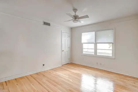 a view of a room with a window