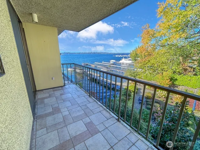 a view of a balcony with an outdoor space