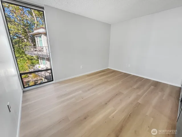 an empty room with windows