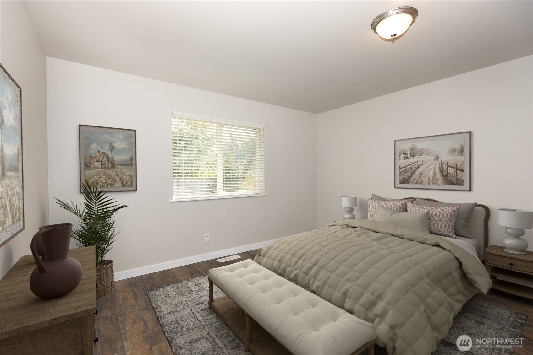 105 May Creek Road Gold Bar, WA 98251 - Photo 26 of 38 a bedroom with a bed and a potted plant