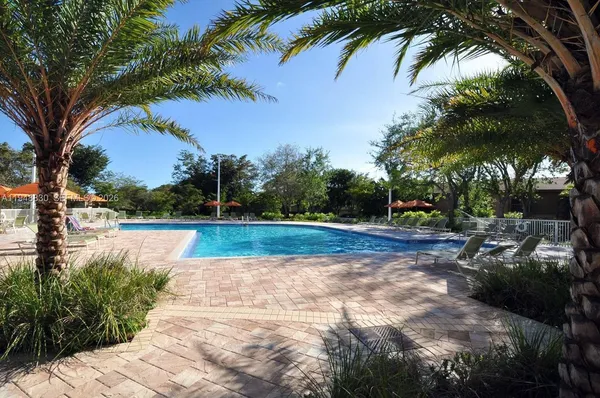 a view of swimming pool with a patio