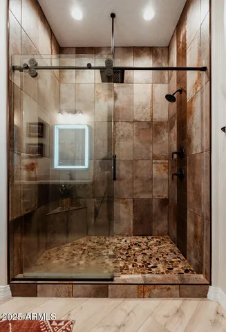 a bathroom with a shower