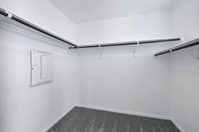 a view of small space with racks on the wall