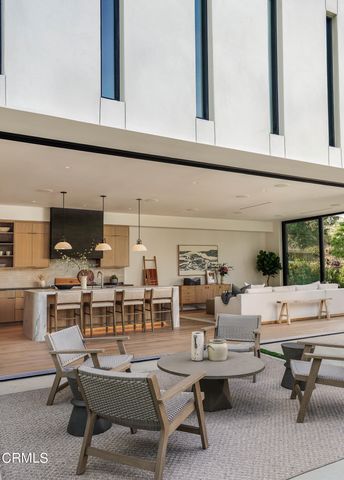 a building outdoor space with patio furniture