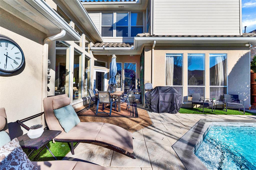 2605 Rutgers Court Plano, TX 75093 - Photo 30 of 34 The sprawling deck provides many opportunities for multiple seating areas for sunbathing and relaxing! The area by the house could easily be covered to create your ideal outdoor living area and kitchen.