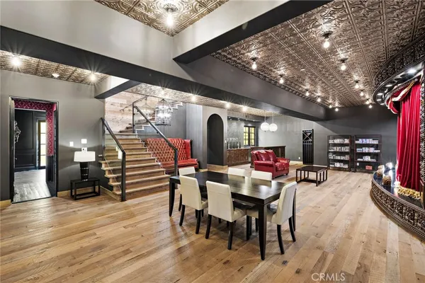 a view of a swimming pool in a backyard