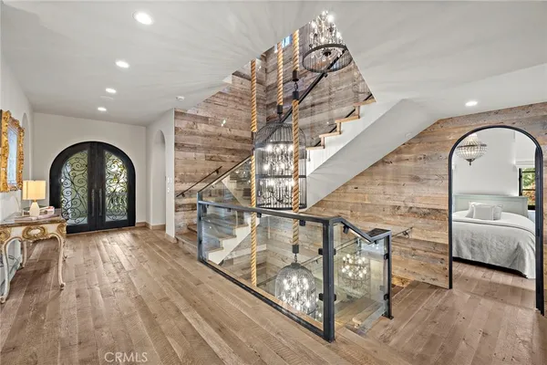 a view of a house with porch and wooden floor