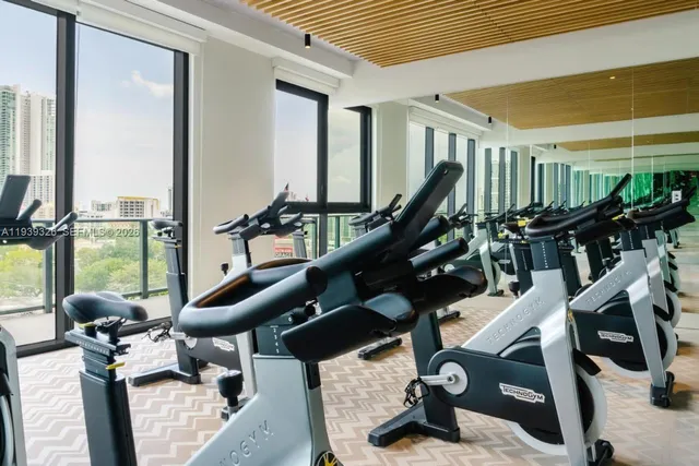 a view of a room with gym equipment