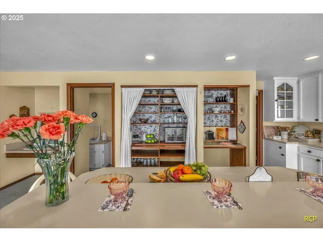 a bedroom with furniture and a bed