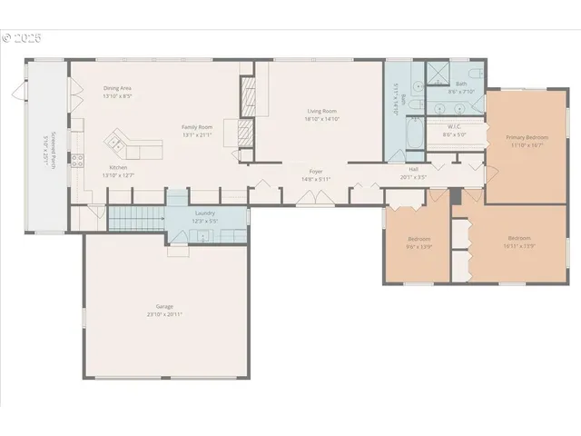 an aerial view of a house with a garden