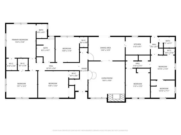 a view of a park with large trees