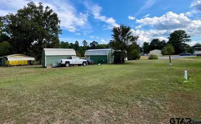 a view of a field with a tree in it