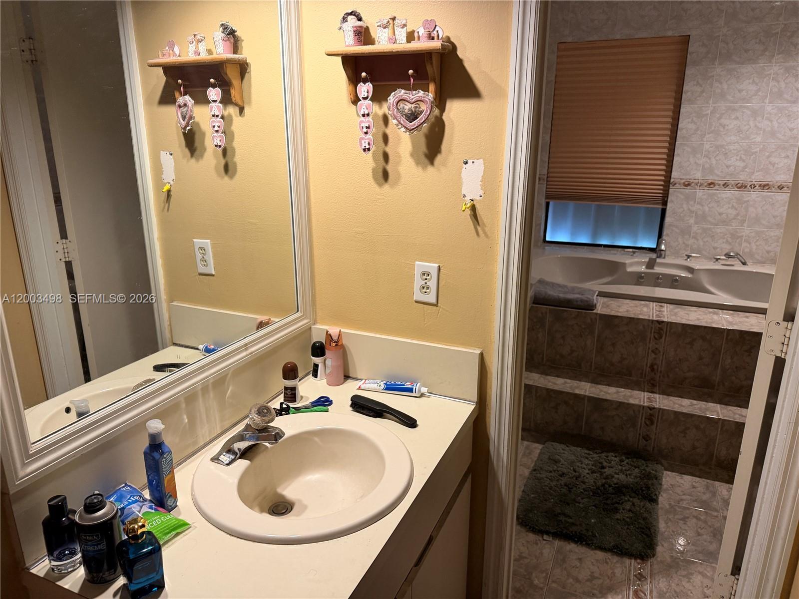 6010 Northwest 201st Lane Hialeah, FL 33015 - Photo 28 of 36 a bathroom with a sink and a mirror