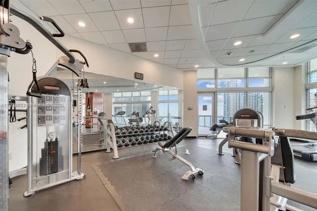 a room with gym equipment