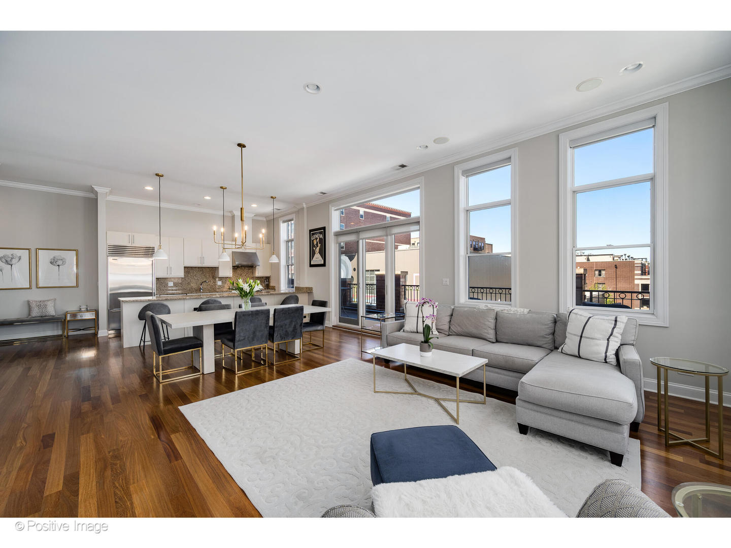 955 West Monroe Street, Unit 4A Chicago, IL 60607 - Photo 11 of 24 a living room with lots of furniture and kitchen view