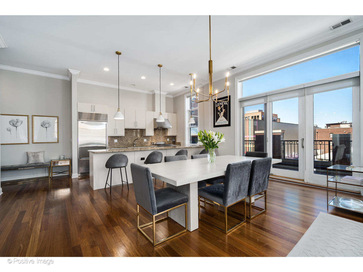 955 West Monroe Street, Unit 4A Chicago, IL 60607 - Photo 8 of 24 a view of a dining room with furniture and wooden floor