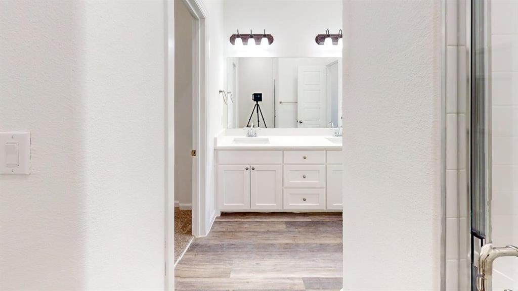 285 Buck Ridge Drive Little Elm, TX 75068 - Photo 17 of 20 a bathroom with a sink and a mirror