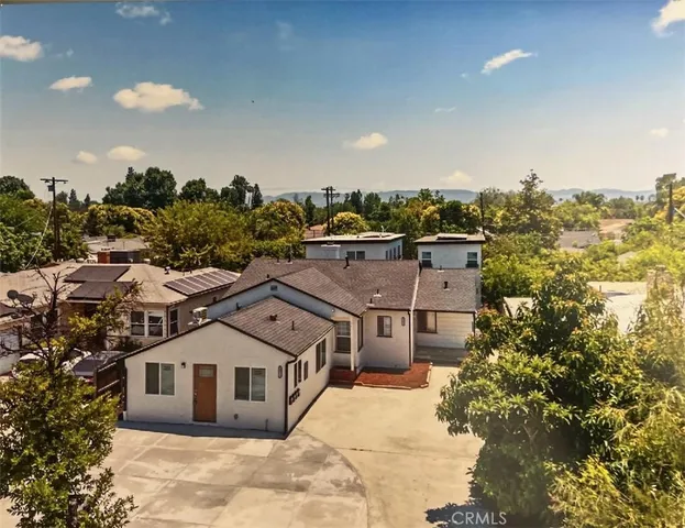 an aerial view of a house
