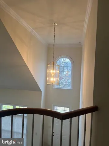 a view of a hallway with windows