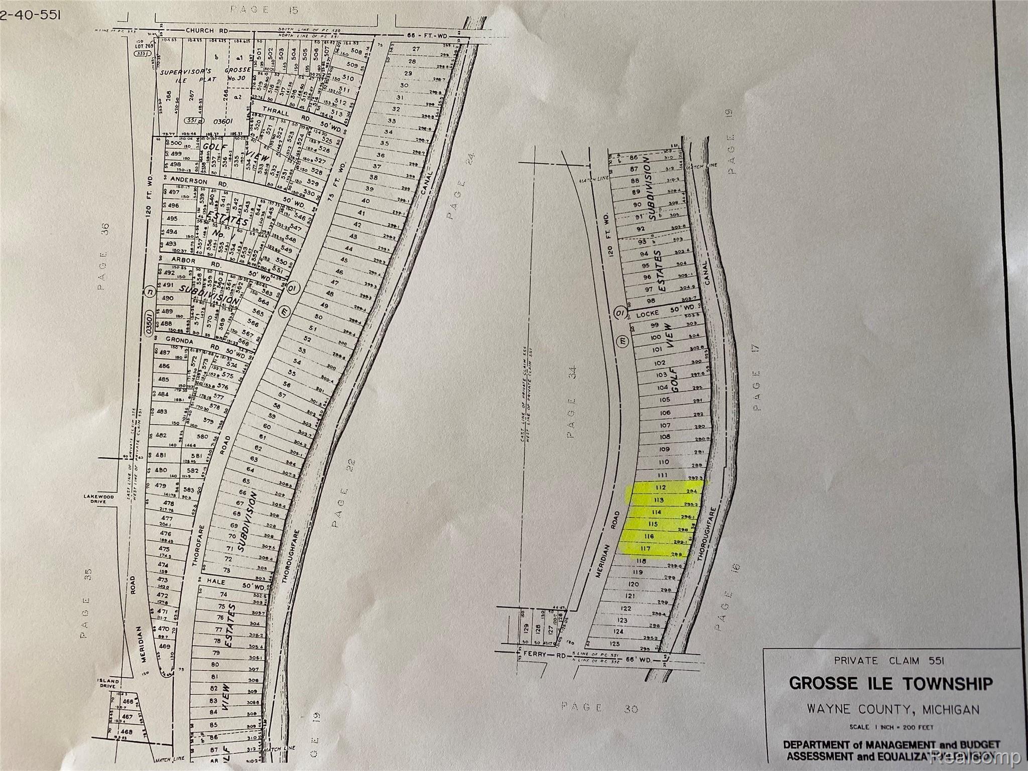 22883 Meridian Road Grosse Ile, MI 48138 - Photo 12 of 13 Meridian Plat Map.jpg