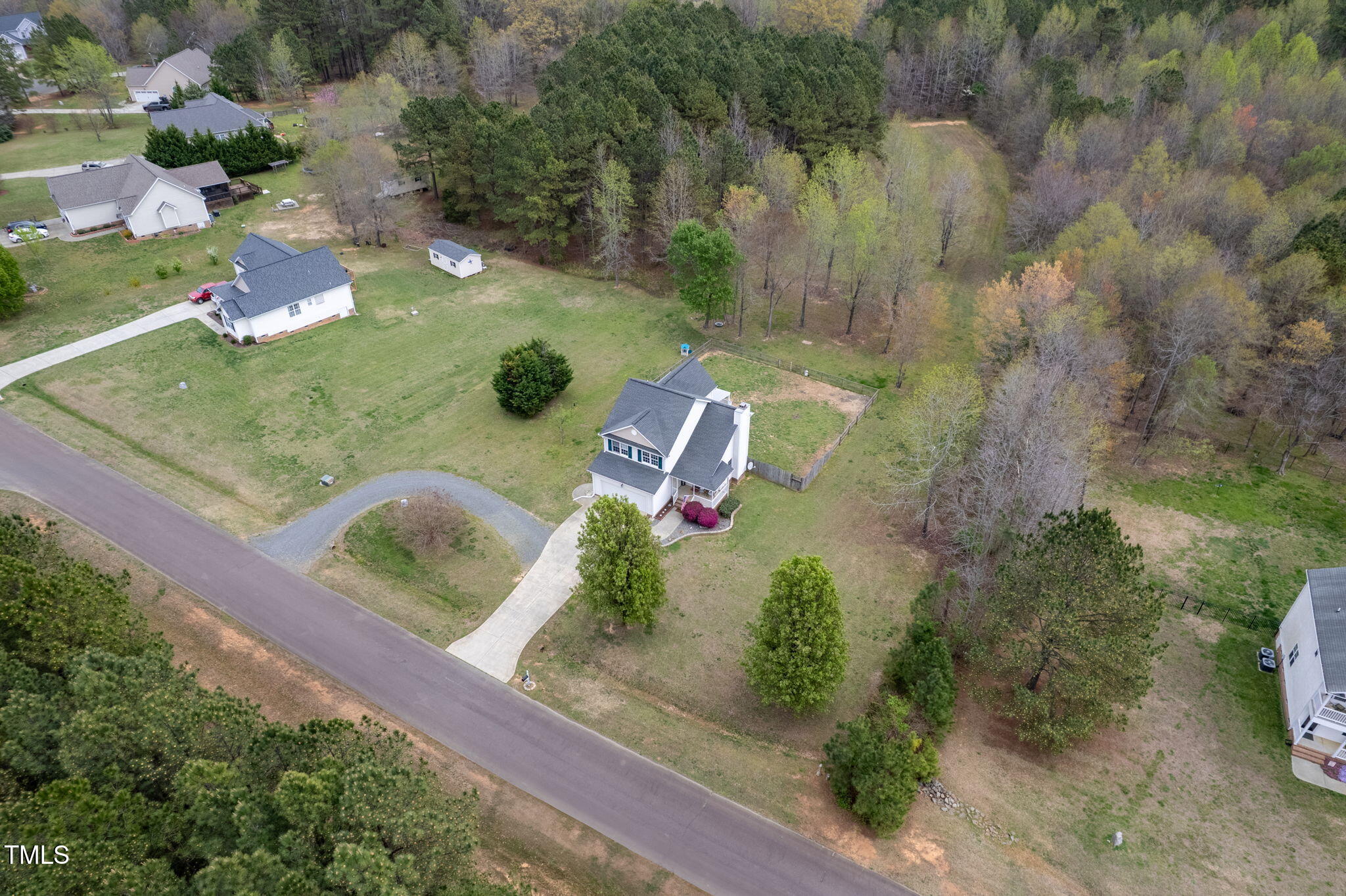 3690 Mabel Lane Stem, NC 27581 - Photo 36 of 37 an aerial view of a house with a yard