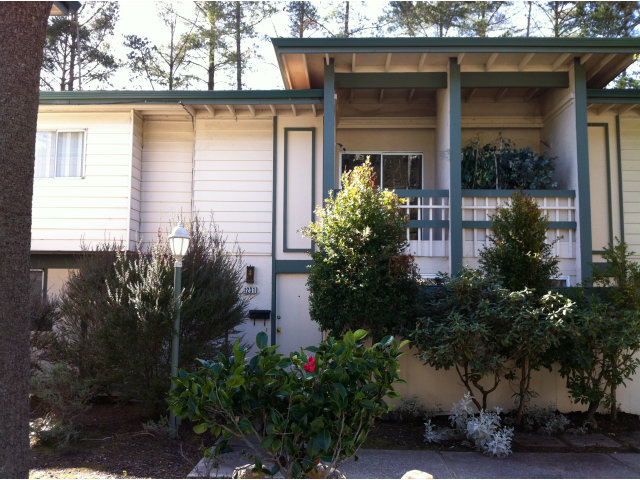 a house that has a potted plant in front of it
